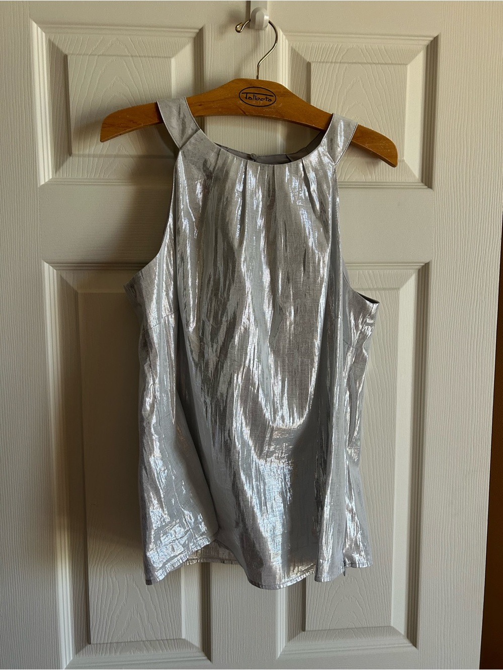 Metallic Silver Sleeveless Top